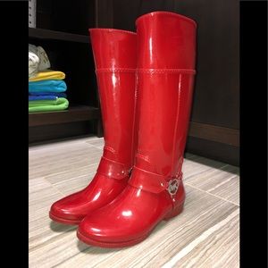 Michael Kors red rain boots